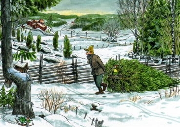Postkarte Petterson und Findus // Weihnachtsbaum