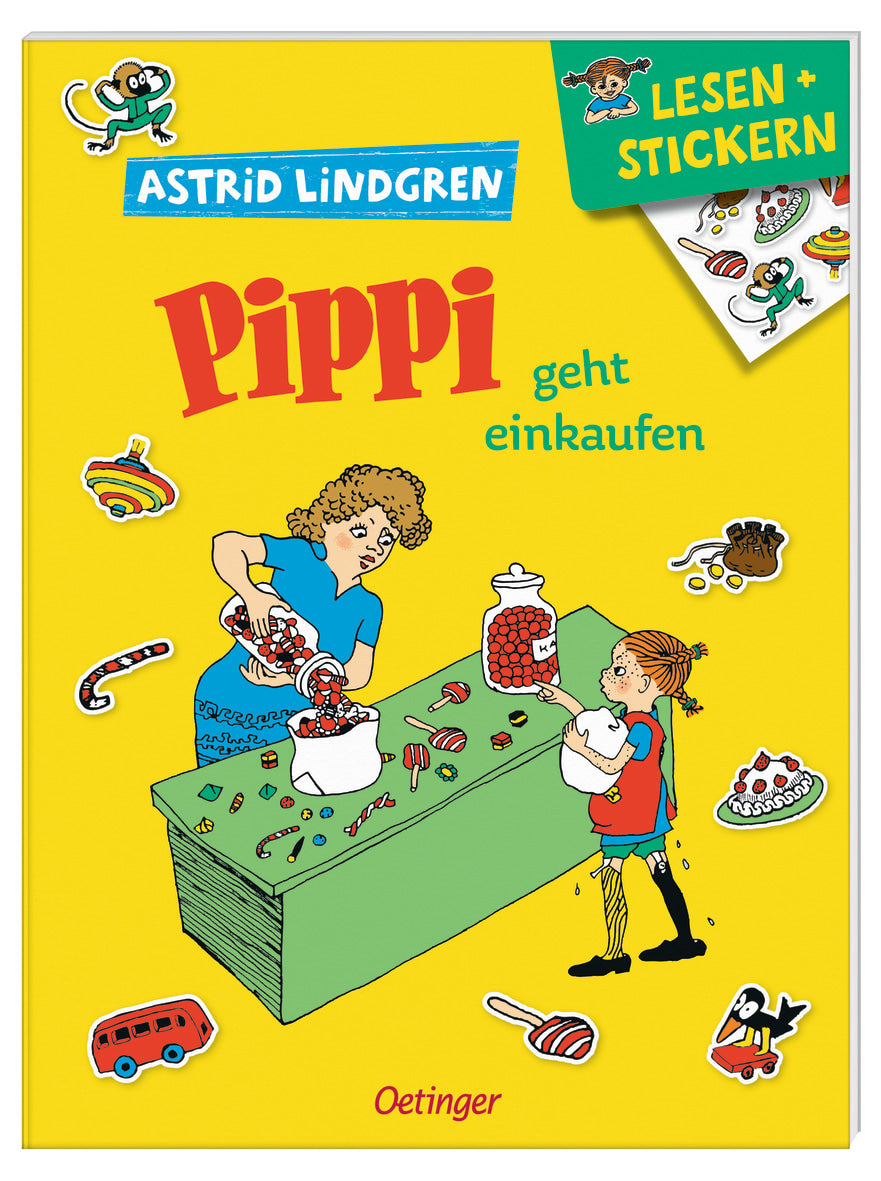 Pippi Langstrumpf Stickerbuch // Lesen + Stickern // Pippi geht einkaufen